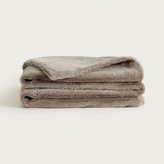 UnHide Lil’ Marsh - Faux Fur Blanket - Durable, Lightweight, Extra Soft Blanket - Machine Washable - Add a Layer of Softness to Any Bed, Couch, or Reading Chair - Taupe Ducky, Small (50" x 60")