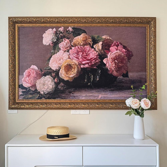 Elegant Vintage-Style TV Frame Compatible ONLY with Samsung The Frame TV (43",50",55",65",75" 85", Fits 2021-2025 Frame) (DEEP Gold, 65)