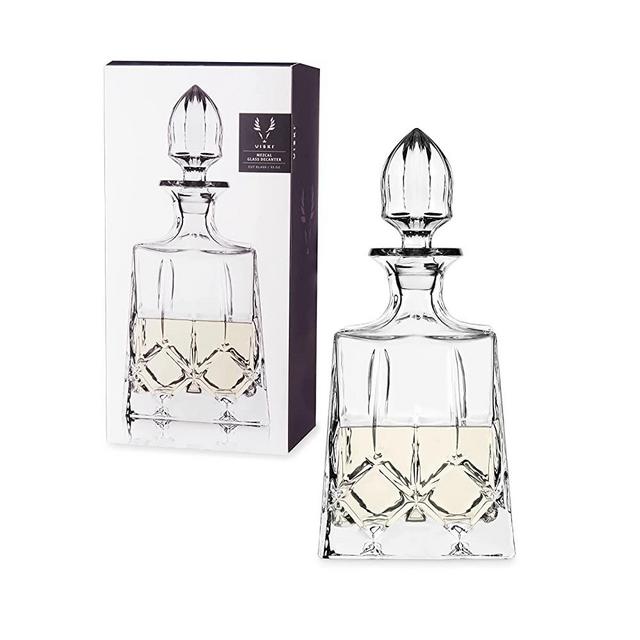 Viski Mezcal Decanter, Faceted High-Quality Glass Liquor Carafe, 32 oz Capacity, Barware Accessories