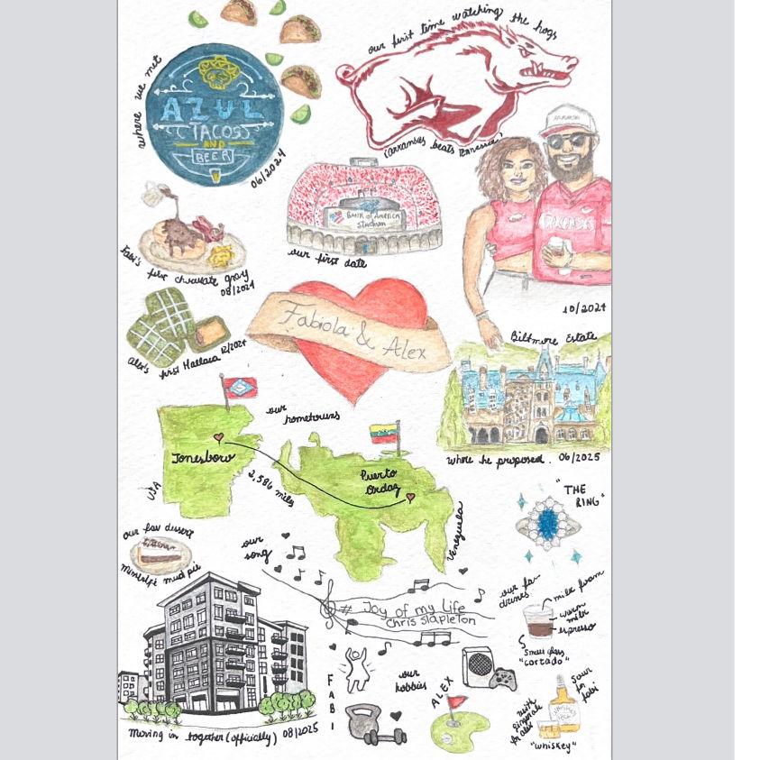 Our story. Drawings by Dayana (cousin of the bride)