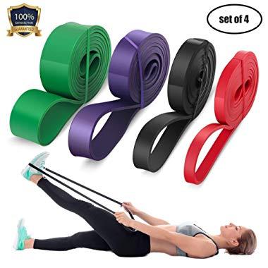 LEEKEY Resistance Band Set, Pull Up Assist Bands - Stretch Resistance Band - Mobility Band Powerlifting Bands For Resistance Training, Physical Therapy, Home Workouts (Set-4)