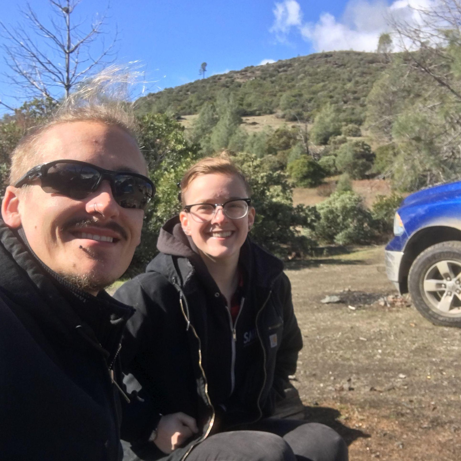 One of our very first camping trips to Indian Valley. We went off roading when we were not supposed to. This is us all happy before Francesca got the truck stuck in a puddle.