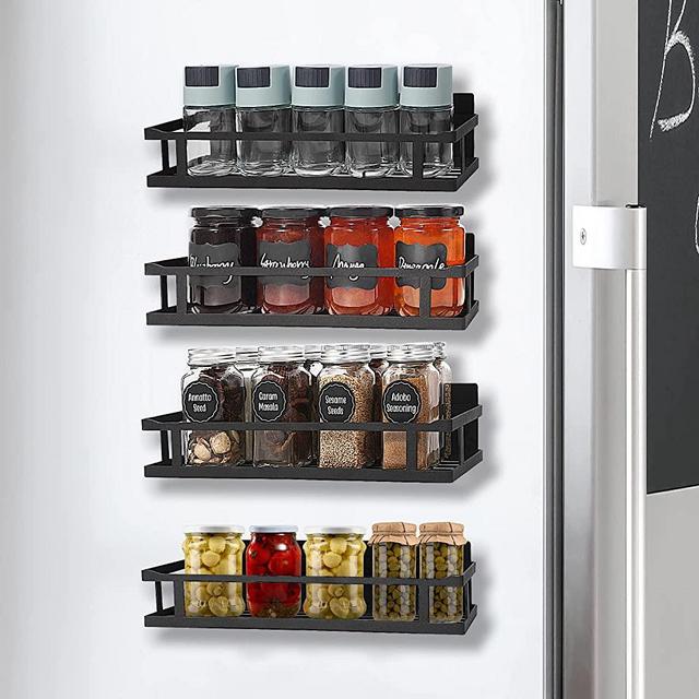 ZYIHAO Magnetic Spice Rack for Refrigerator Magnetic Shelf 4PCS Spice Racks Organizer for Cabinet Hanging Spice Rack Wall Mount Kitchen Organization and Storage Oven Shelf Fridge Organizer