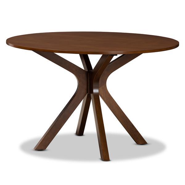 Kenji Modern And Contemporary Walnut Brown Finished 48-Inch-Wide Round Wood Dining Table