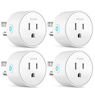 Smart Plug Works with Alexa Google Assistant IFTTT for Voice Control, Teckin Mini Smart Outlet Wifi plug with Timer Function, No Hub Required, White FCC ETL Certified (smart plug)