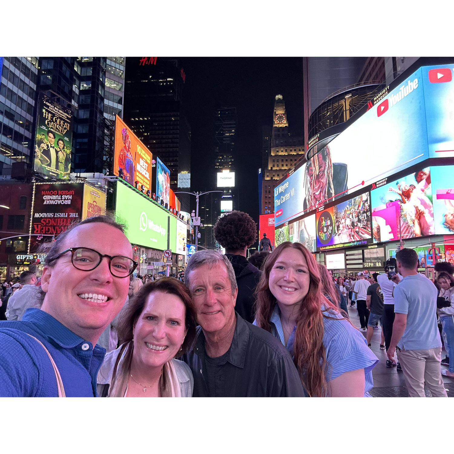 A visit to Times Square with Mr. and Mrs. Harshaw