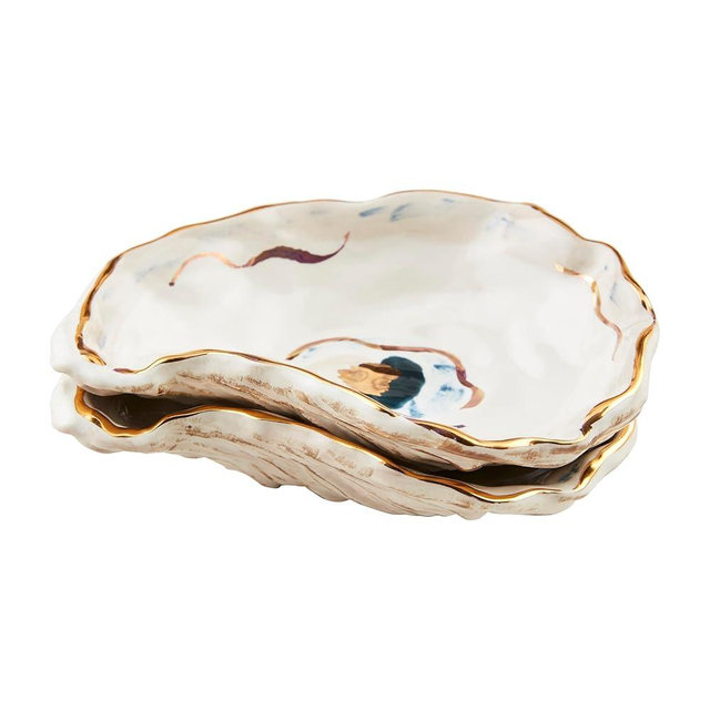 Mud Pie Oyster Tidbit Set; 3 1/2" x 5"
