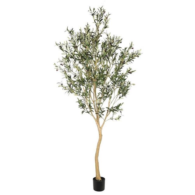 Realead 8ft Tall Faux Olive Tree - Realistic Large Silk Olive Tree Artificial Indoors - Fake Olive Trees with Branches and Fruits - Artificial Olive Trees for Home Office Decor Indoor
