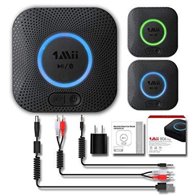1Mii B06 Plus Bluetooth Receiver, HIFI Wireless Audio Adapter, Bluetooth 4.2 Receiver with 3D Surround aptX Low Latency for Home Music Streaming Stereo System (Upgraded With Power Adapter)