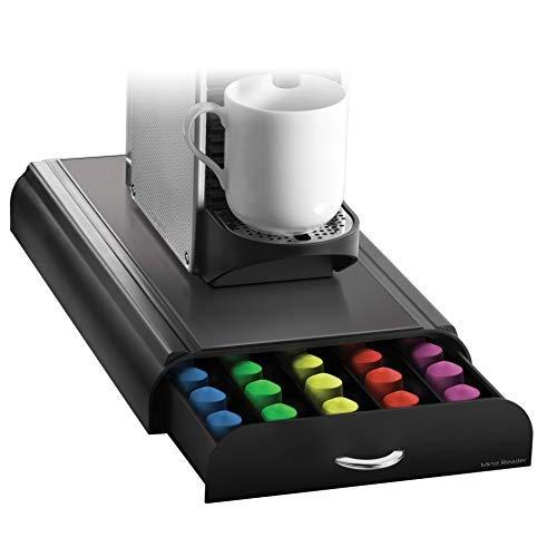 Mind Reader 50 Capacity Nespresso Capsule, 24 Capacity Vertuoline Coffee Pod Storage Drawer Organizer, Black
