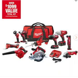 M18 18V Lithium-Ion Cordless Combo Kit (10-Tool) with (2) Batteries, Charger and (2) Tool Bags