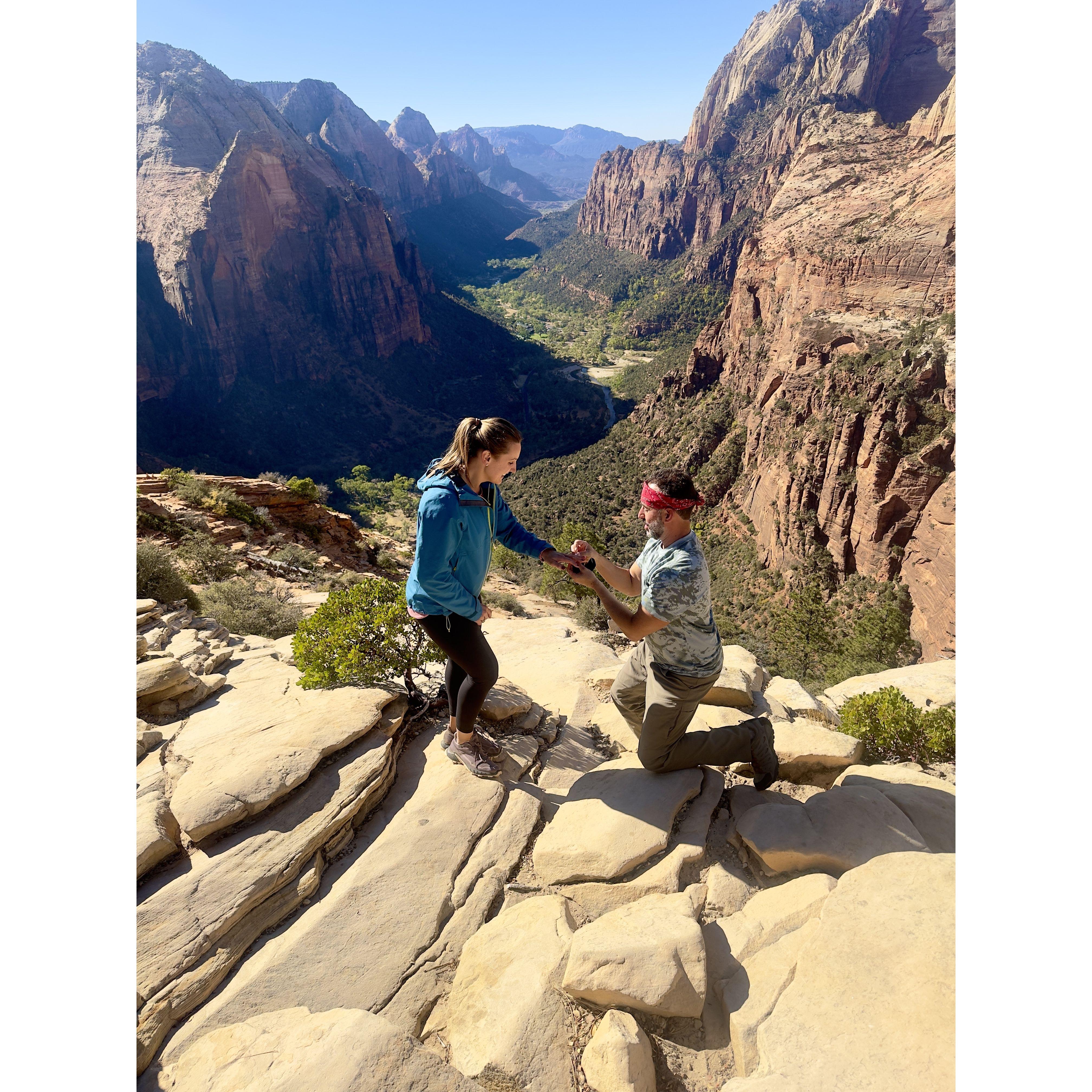 Angels Landing where MacKenzie said YES! To being an Amato