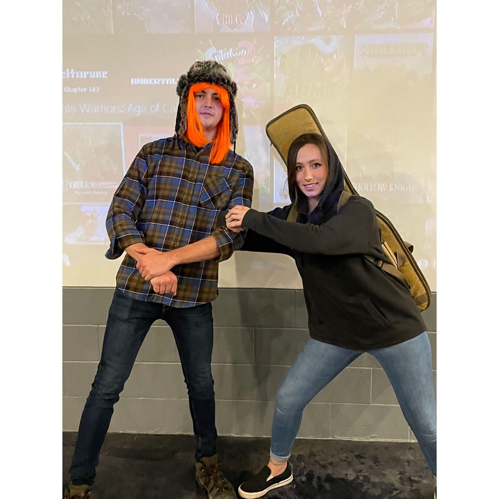 Halloween of 2022 where we dressed up as Robbie and Wendy from Gravity Falls.