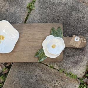 Mud Pie Pine Ceramic Wood Flower Board
