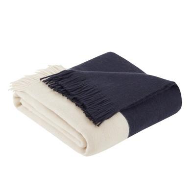 60"x50" Color Block Faux Cashmere Throw Blanket (grey or navy)