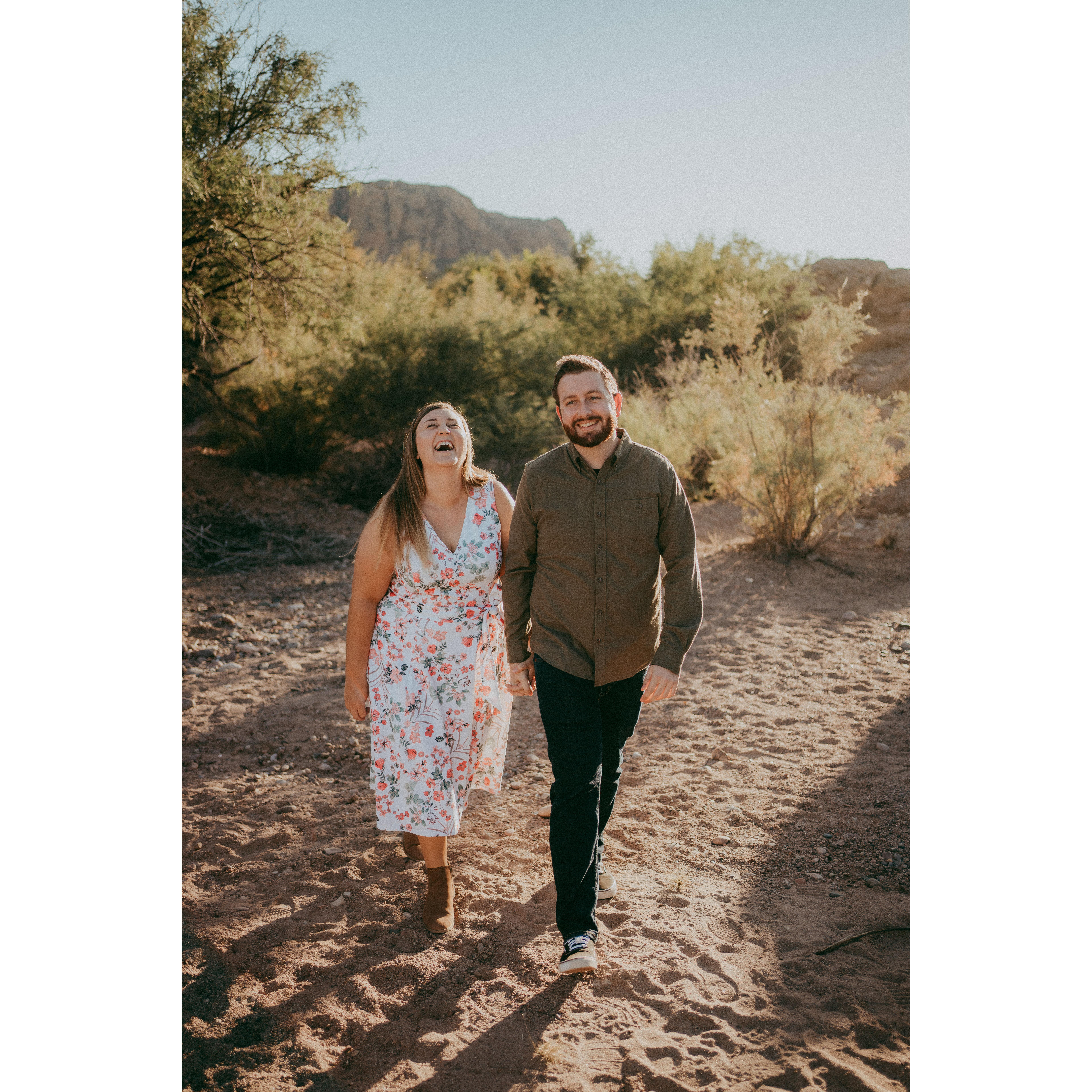 Our engagement photos session, being a "total smokeshow."