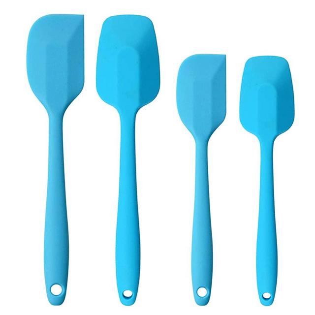 Silicone Spatulas Set, Rubber Spoon Spatula Heat Resistant Spoonula One Piece Design Seamless Spatula Non-Stick Scrapers Baking Mixing Tool ( Blue )