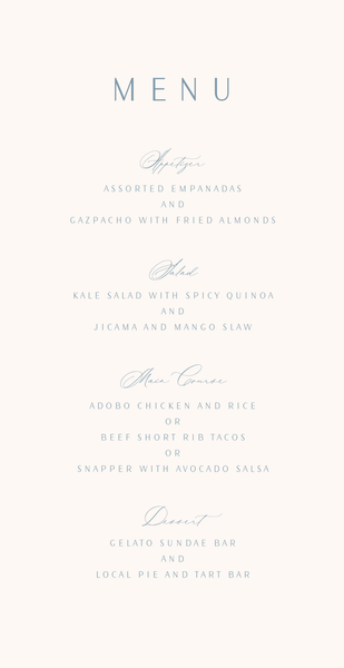 Elincourt | Off-White | Zola Wedding Menus
