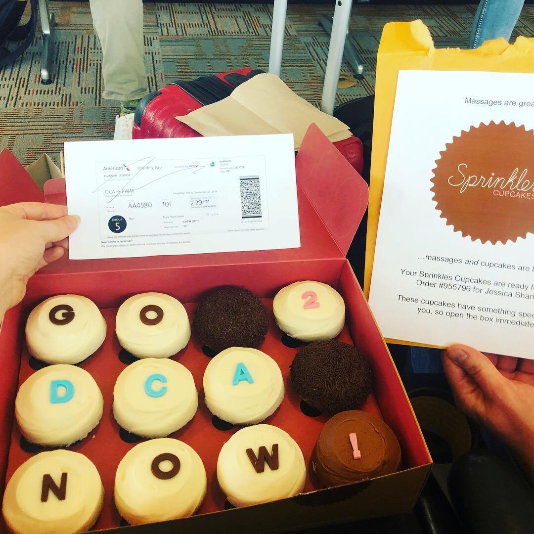 Andy's proposal was a scavenger hunt that led me from my a massage to my favorite cupcake place to the airport where he swept me away for a surprise weekend in Portland, Maine