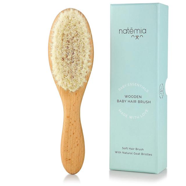 Natemia Quality Wooden Baby Hair Brush for Newborns