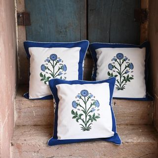 Botanical Study Blockprint Pillow Cover with Insert