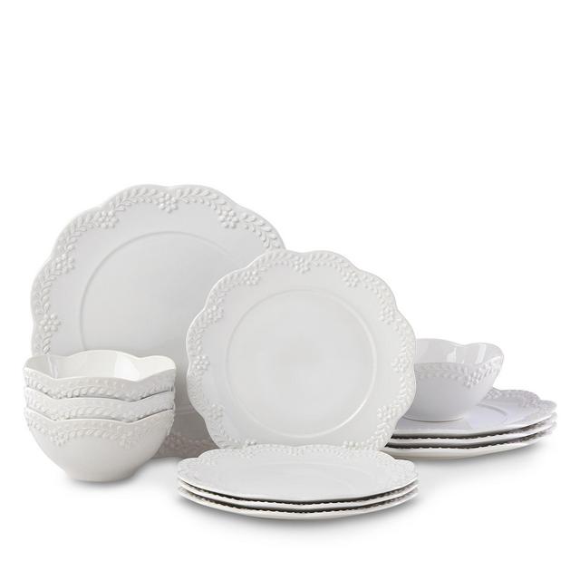 Lenox Chelsea Muse Floral White 12 Piece Dinnerware Set