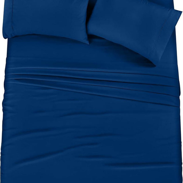 Utopia Bedding King Bed Sheets Set - 4 Piece Bedding - Brushed Microfiber - Shrinkage and Fade Resistant - Easy Care (King, Dusk Blue)