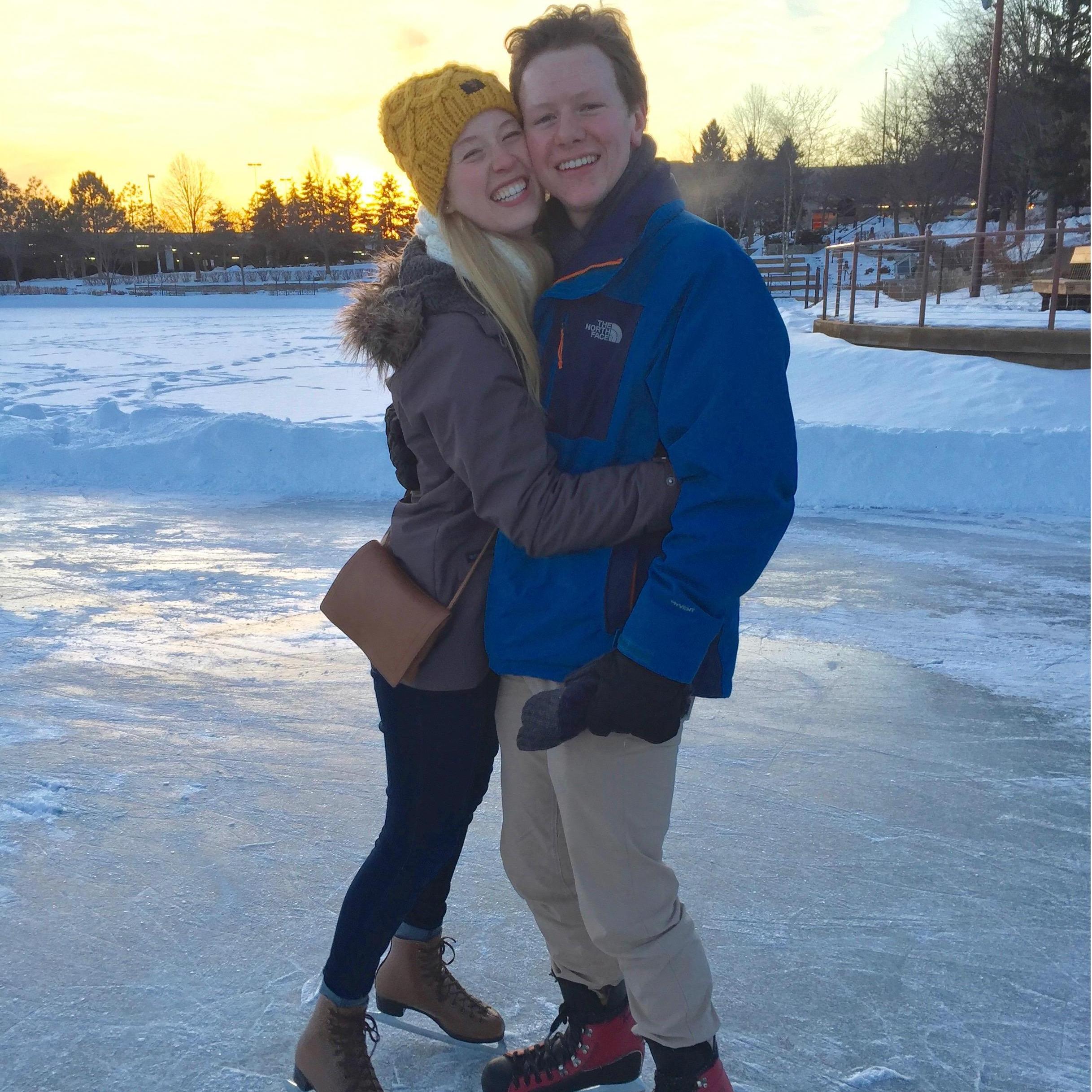 Every winter around Britta's birthday, Peter puts on a smile and some skates for me (he claims that years of swimming have left him perpetually uncoordinated on land). What a good sport!