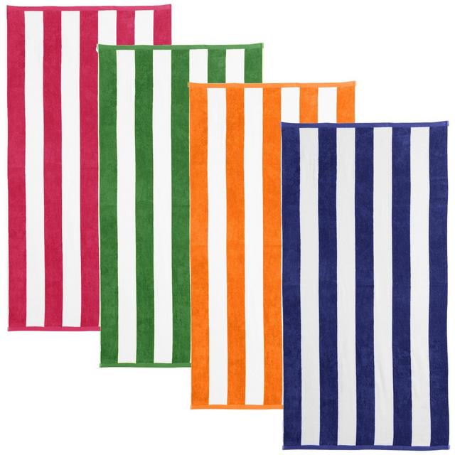 Cotton Classic Cabana Stripe Beach Towel 4 Pack - Great Bay Home