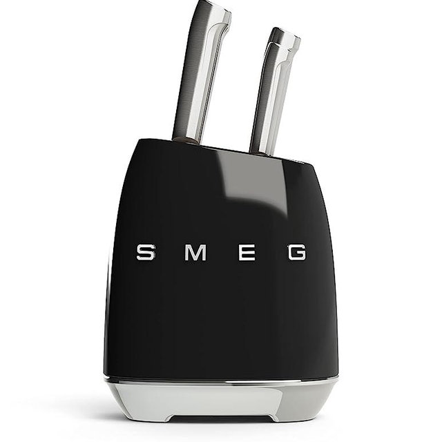Smeg Black Stainless Steel Knife Block Set