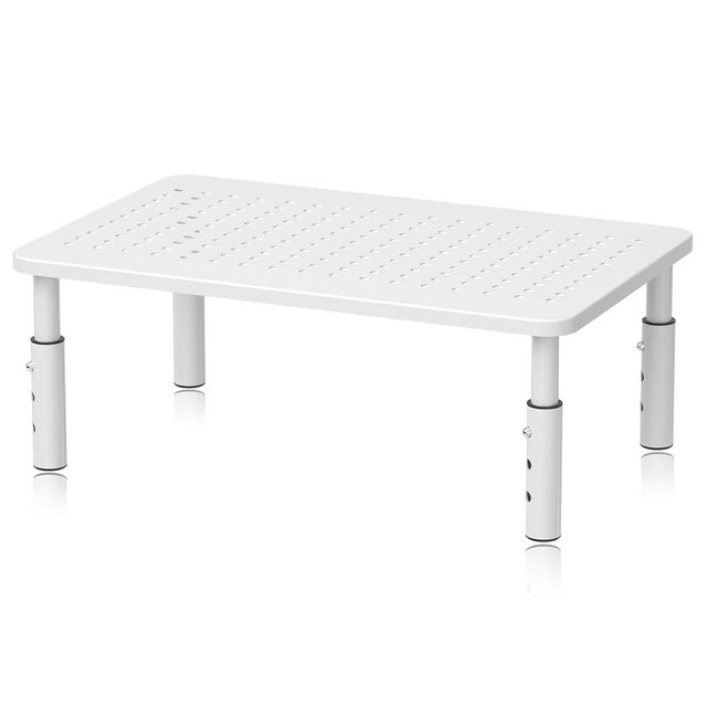 Bracwiser Monitor Stand Riser, Metal Computer Stand, 3 Height Adjustable Screen Riser with Mesh Platform for PS4, Laptop, Printer, Notebook and All Flat Screen, Holds Up to 20KG,White