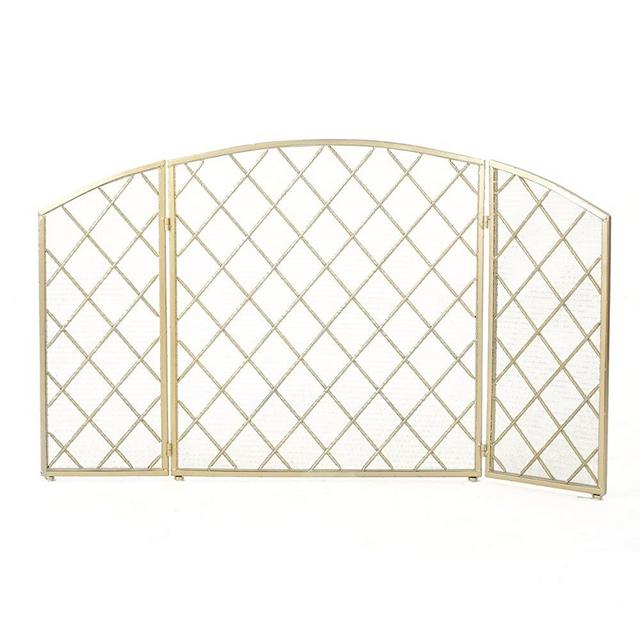 Christopher Knight Home Amiyah 3 Panelled Iron Fireplace Screen, Gold
