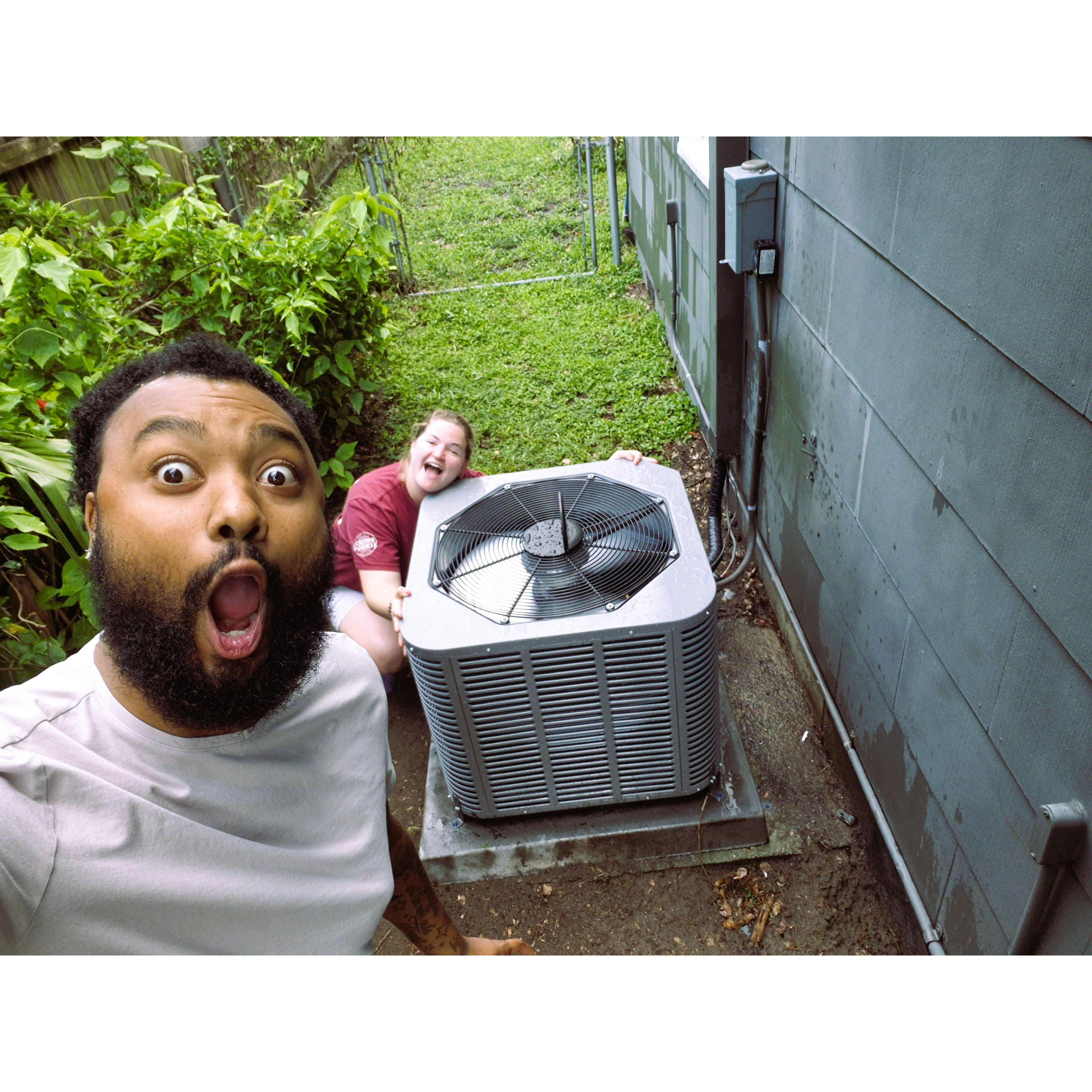 The beautiful day we bought a new a/c unit after months of trying to survive off window units #adulting