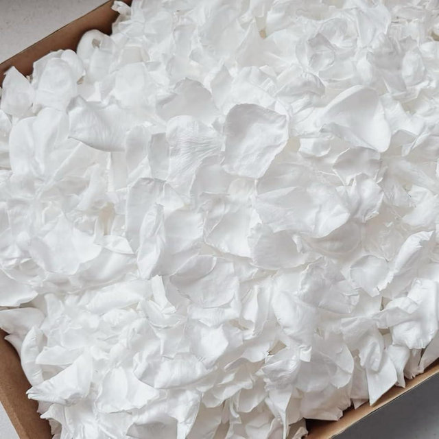 Eslibin 300 PCS Real White Rose Petals for Wedding, 2.82oz Fresh Rose Petals for Flower Girl to Throw, Flower Petal for Romantic Night Table BabyShower Decor