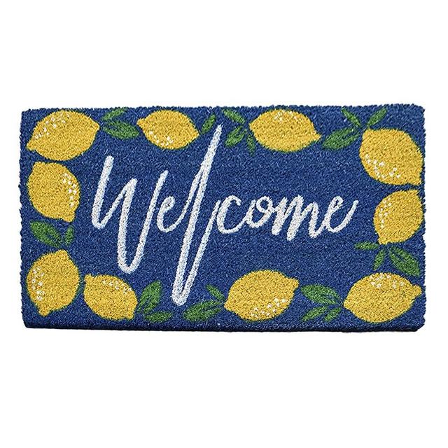 Avera Products | Welcome Lemons, Natural Coir Fiber Doormat, Anti-Slip PVC Mat Back