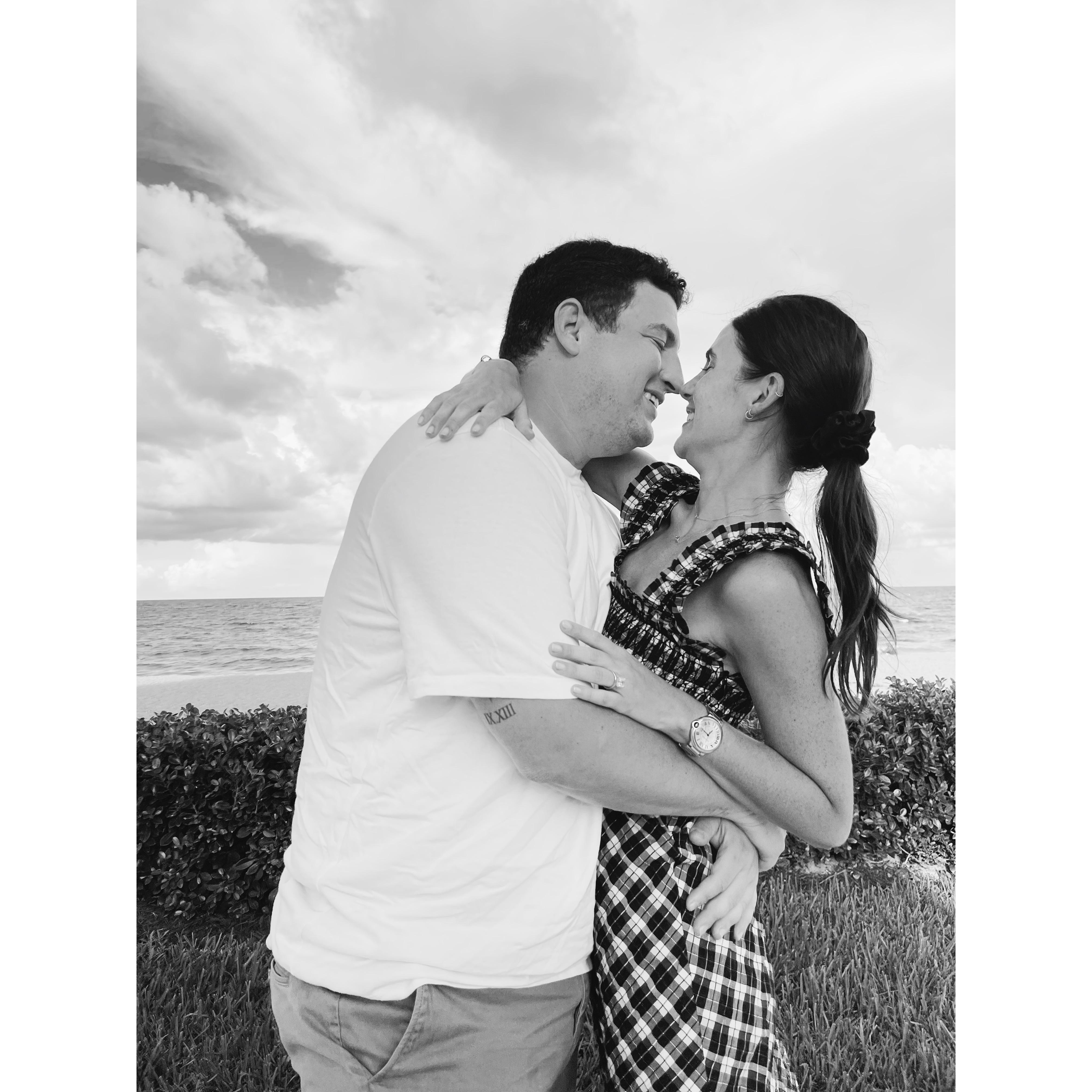 Moments after we got engaged in front of Nick's apartment in Palm Beach, FL - taken by one of our friends who was hiding watching Megan freak out for 5 minutes before saying yes

Palm Beach, 2022