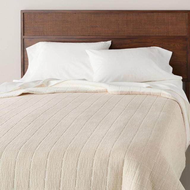 Full/Queen Textured Grid Quilt Beige - Hearth & Hand™ with Magnolia