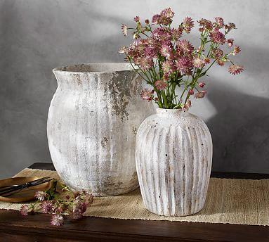 Weathered White Stone Vases - Small