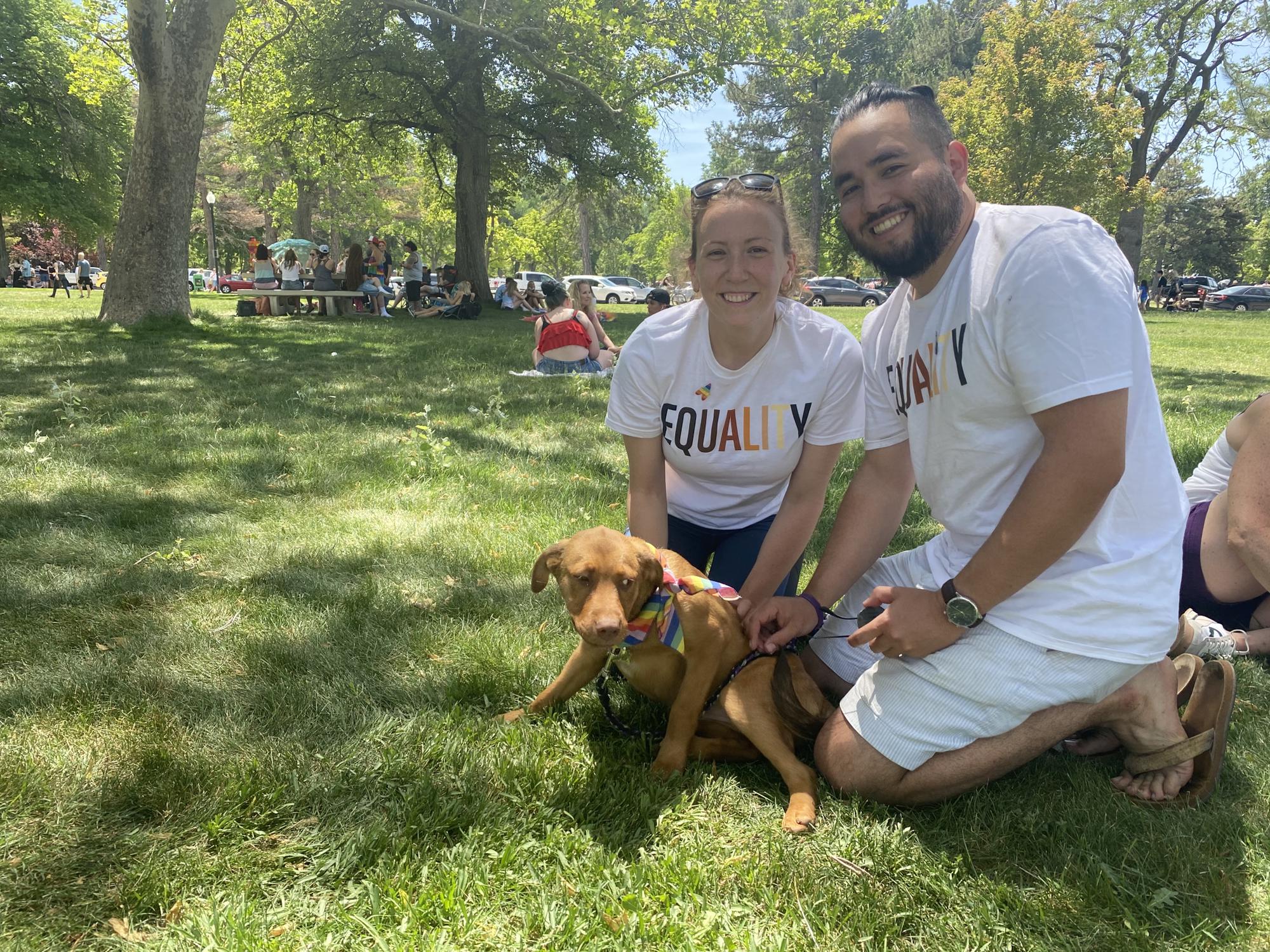 Pride and puppy. Love is love and every couple deserves the right to express their love publicly and legally.