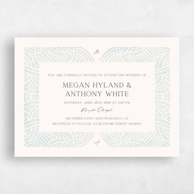 Light Teal, Blue Wedding Invitation - Belmont Landscape