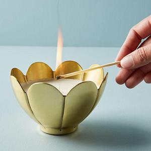 Metallic Flower Candle Medium