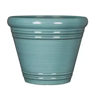 Style Selections 20.35-in W x 17.38-in H Falerno Spa Blue Resin Planter