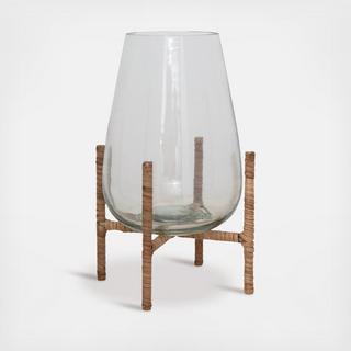 Rattan Wrapped Mantel Vase