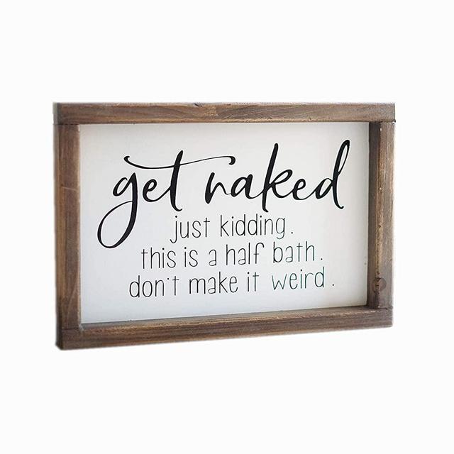 Lavender Inspired Get Naked Bathroom Signs-Funny Bathroom Signs Decor-Half Bath Signs-Farmhouse Bathroom Wall Decor-Guests Bath-Just Kidding, This is a Half Bath, Dont Make It Weird.
