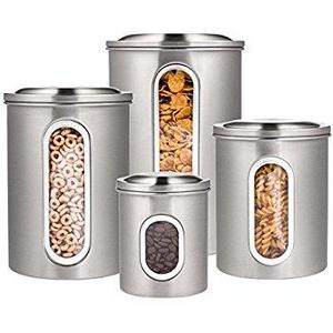 Deppon 4 Pieces Stainless Steel Canisters Set Airtight Storage Cans for Kitchen