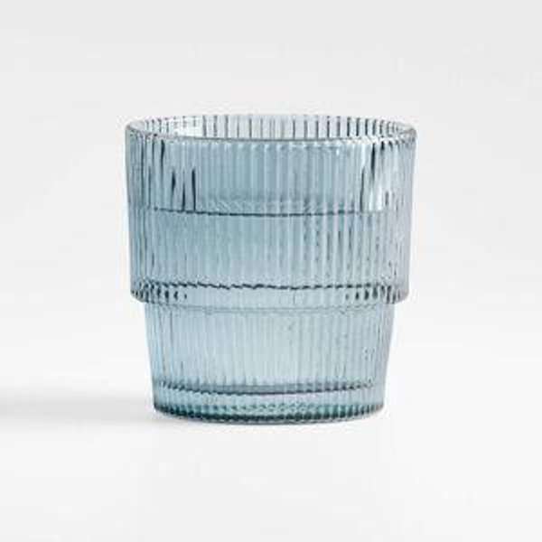 Atwell Stackable Textured Ribbed Double Old-Fashioned Glass + Reviews | Crate & Barrel