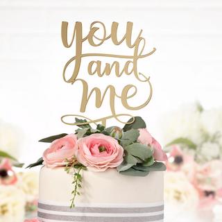 "You and Me" Metallic Gold Cake Pick