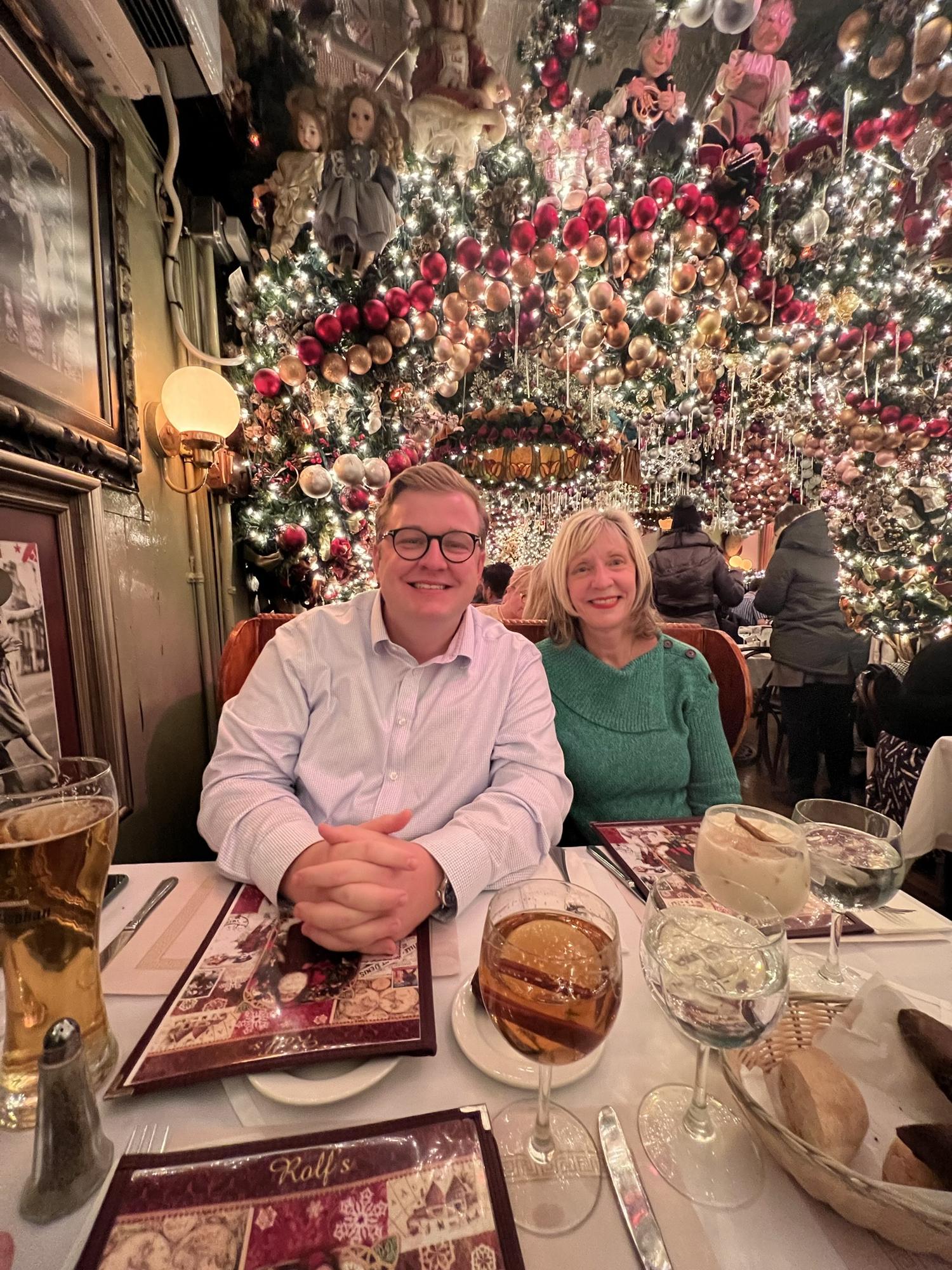 Sean and his mom, Debbie, at Rolf’s in NYC. November 2022