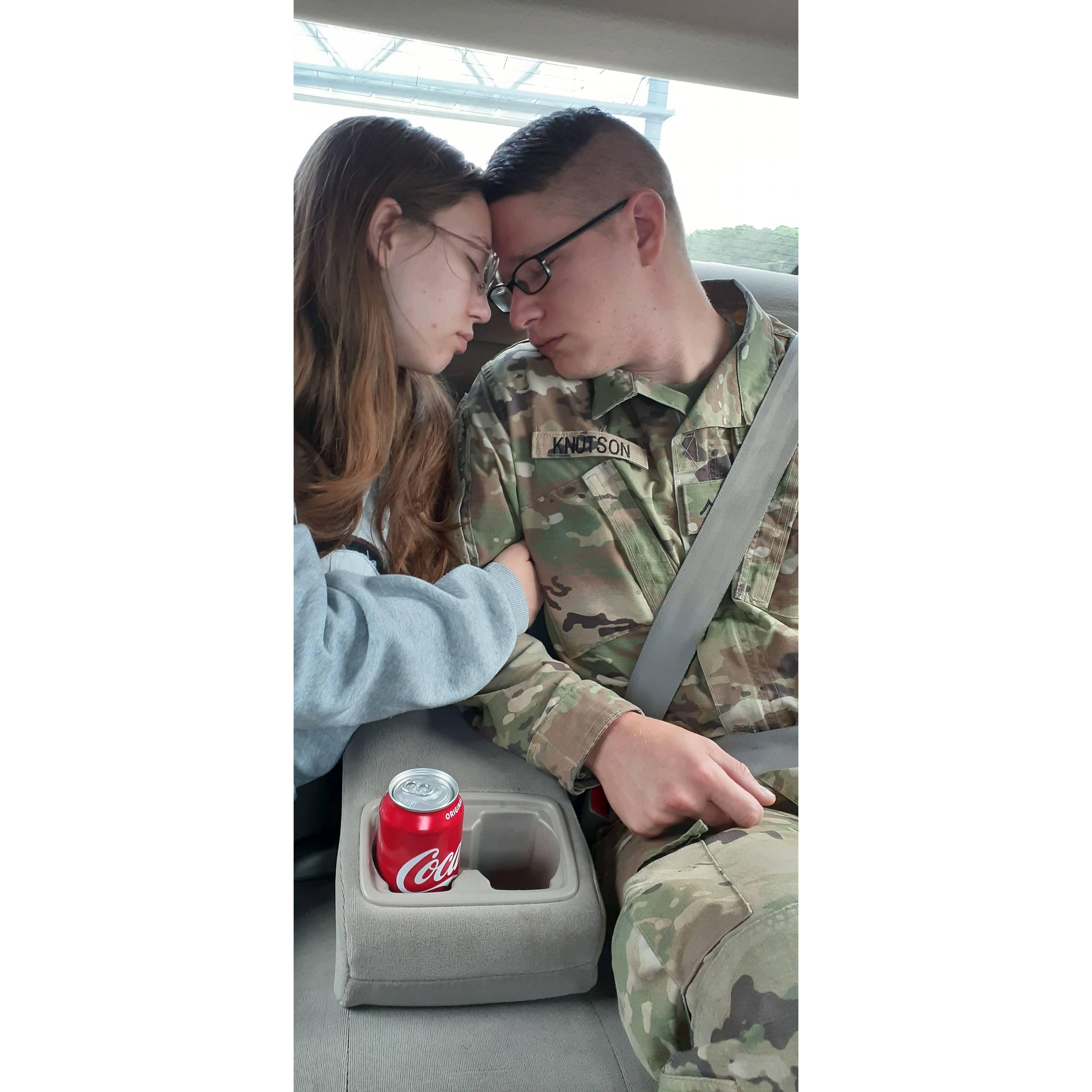 On our way to bring Isaac to the airport for his deployment. It was a really tough day for all of us