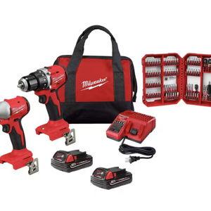 M18 18V Lith-Ion Brushless Cordless Drill/Impact Combo Kit (2-Tool) w/(2) 2.0 Ah Batteries, Charger, Bag, & Bit Set
